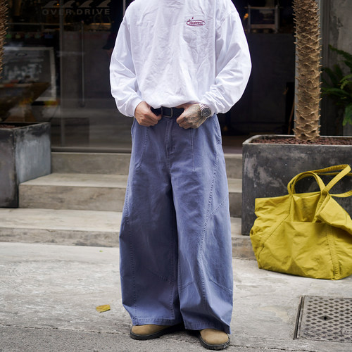 春秋老钱风男士阔腿工装裤