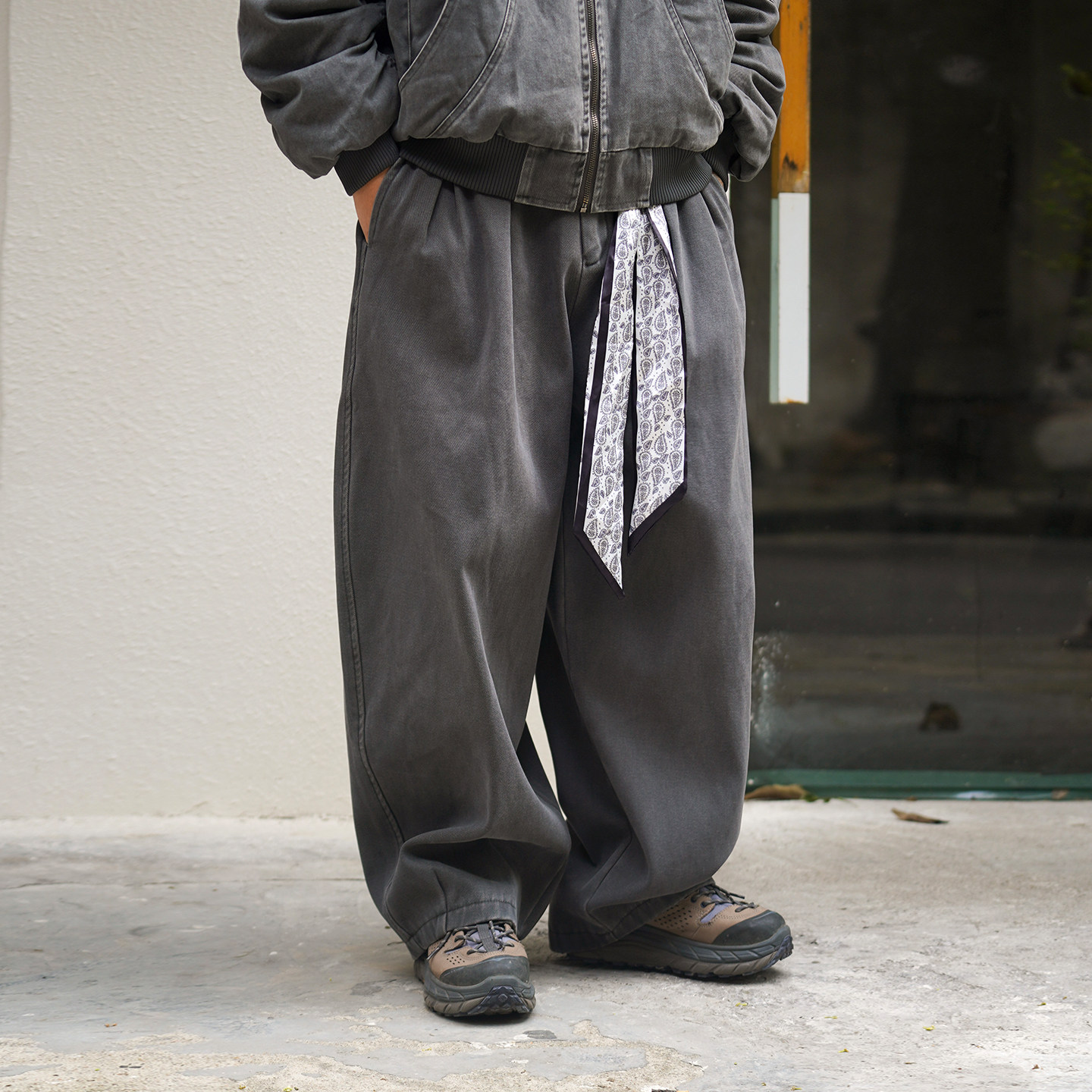 冬季加绒保暖阔腿长裤