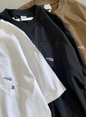 Propcell夏季新款凉感速干日系复古圆领T恤情侣短袖宽松休闲tee男