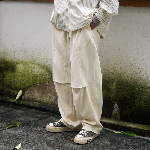 日系休闲风褶皱vintage风裤子