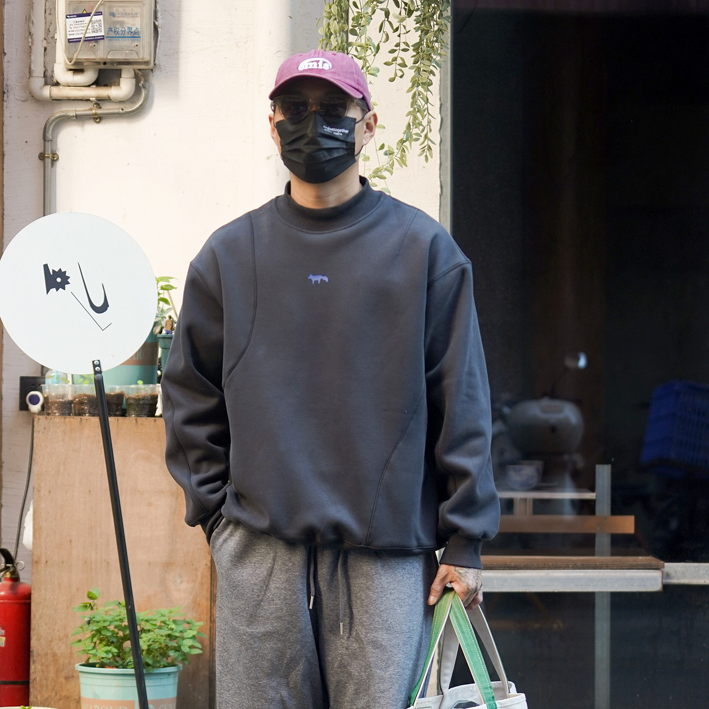 PROPCELL26春秋新款潮流日系复古小高领套头卫衣Cityboy打底衫T恤