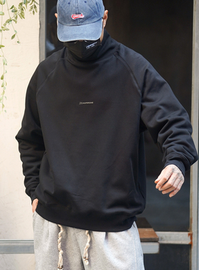 PROPCELL26春季新款日系复古高领加绒打底衫Ctiyboy百搭潮流卫衣