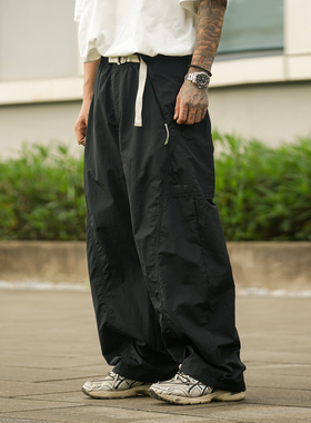 Propcell日系复古户外机能风三防工装裤秋季褶皱登山防水休闲长裤