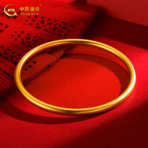 中国黄金古法黄金手镯足金素圈女传承手链新款送妈妈女友礼物