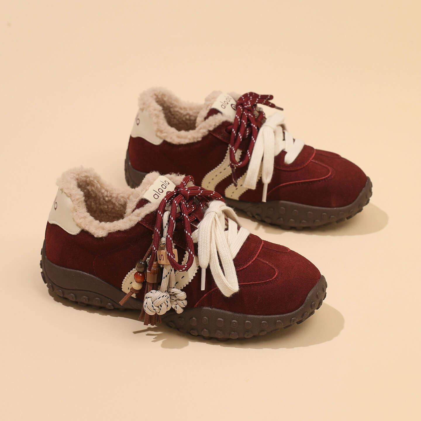 复古厚底加绒德训鞋女2025秋冬季