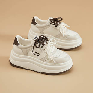 6cm松糕厚底小白鞋女款2025新款秋季百搭增高休闲板鞋超火女鞋子