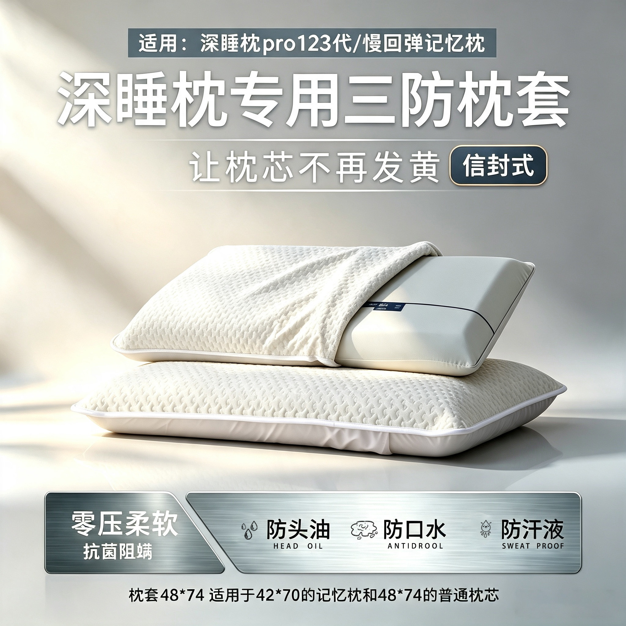 深睡枕pro专用三防枕套信封式记忆枕套防头油防口水枕芯保护套