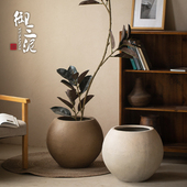 景德镇北欧风落地圆形大花盆客厅服装 店会所足疗店商场绿植盆摆件