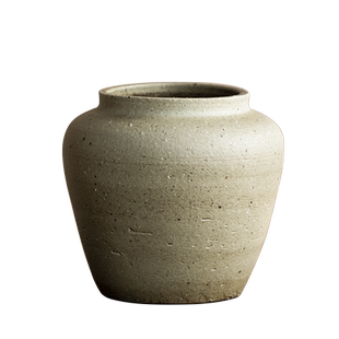 御三泥复古清新可水培粗陶罐插花瓶现代简约客厅陶艺干花陶瓷北欧