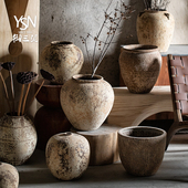 御三泥复古风陶瓷花瓶做旧粗陶罐民宿博古架样板房侘寂风落地摆件