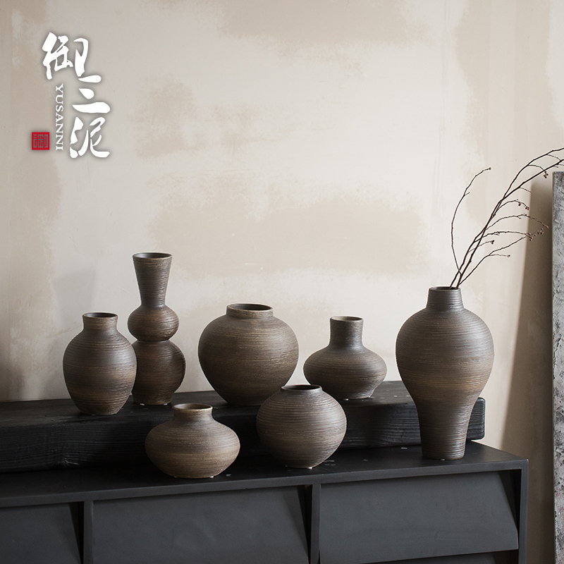 民宿茶室摆件粗陶罐禅意陶艺