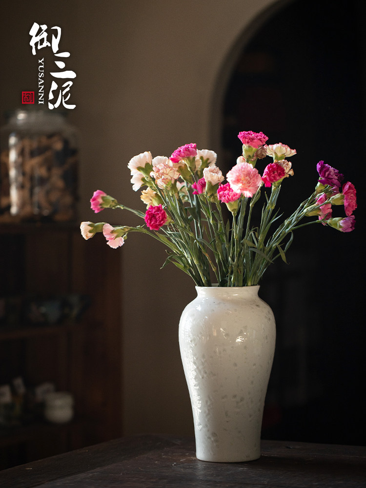 景德镇陶瓷高端格调插花装饰饰品中国风花干花白色简约花瓶