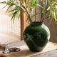 景德镇现代简约陶瓷花瓶客厅插花可水培绿色月亮罐装 饰高级感摆件