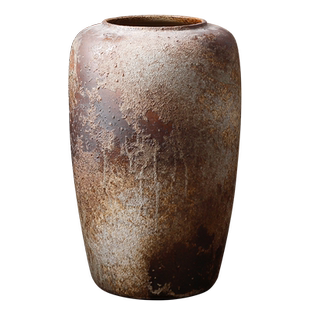 复古风陶瓷落地大花瓶客厅插干花摆件陶罐粗陶民宿禅意侘寂风花盆