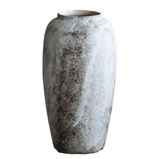 大号北欧摆件复古侘寂风粗陶罐客厅插花装饰现代简约白色家居花瓶