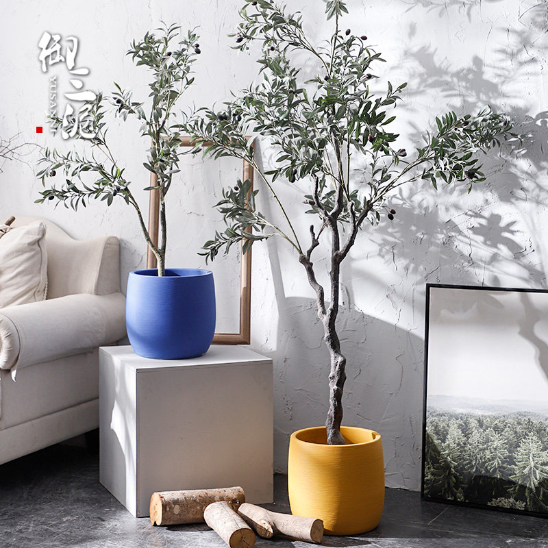 1米2米大型橄榄树盆景仿真绿植 棒棒糖油橄榄桌面地面装饰摆件