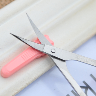 台湾进口双菱小剪刀修眉毛弯头尖头细长直剪手工美容剪子假睫毛剪