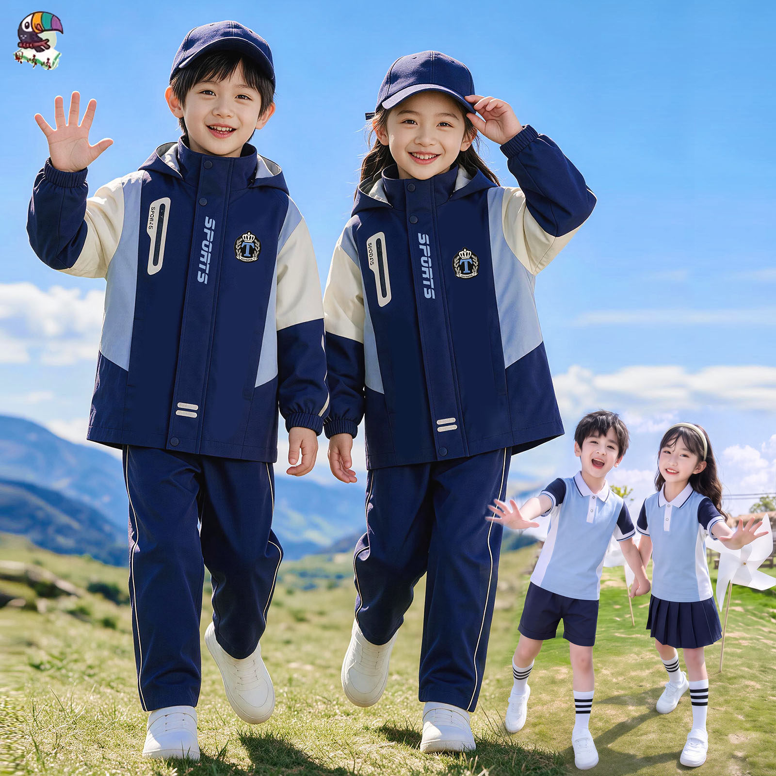 小学生校服冲锋衣三件套一年级班服运动会秋冬装幼儿园园服老师