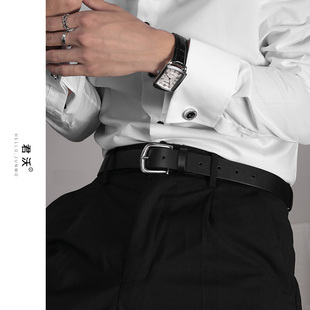 简约百搭男西裤 皮带男士 青年腰带细休闲纯牛皮韩版 窄款 带 2025新款