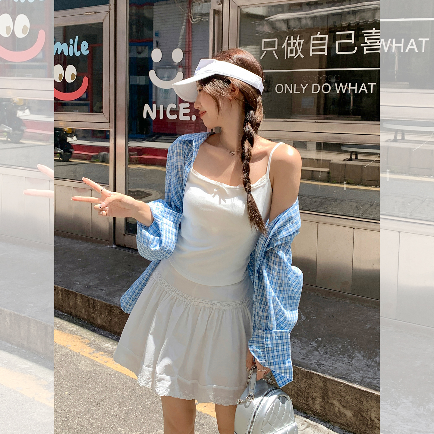实拍实价白色蕾丝拼接吊带背心女修身内搭蝴蝶结外穿背心上衣