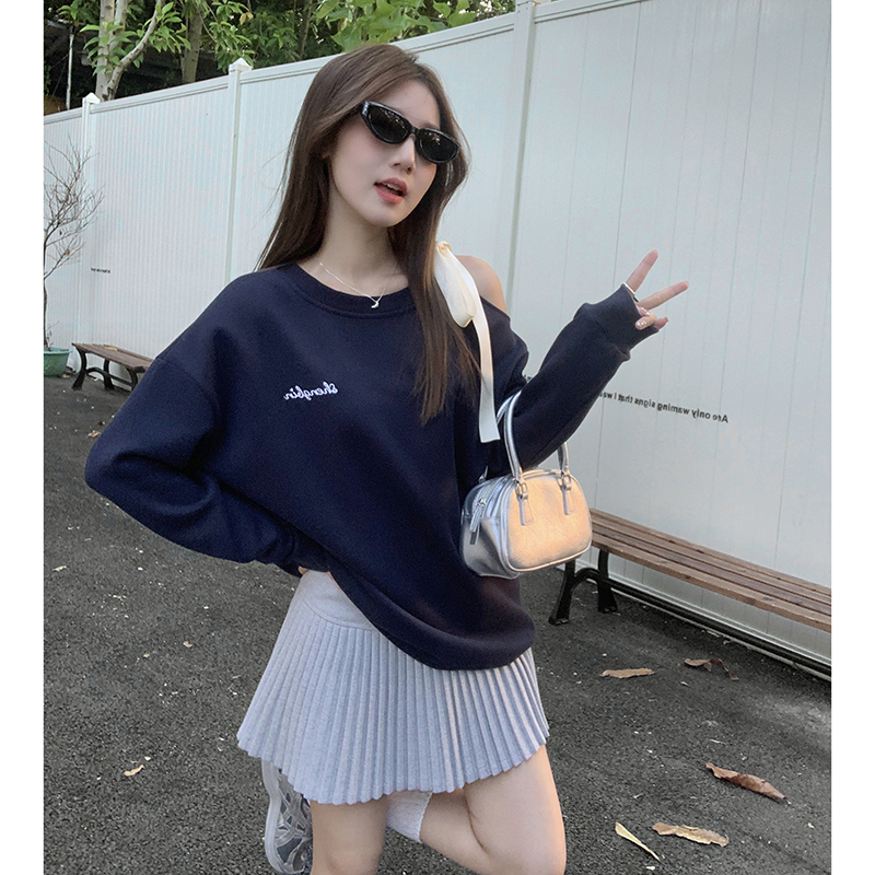 实拍实价潮牌三条杠蝴蝶结刺绣卫衣女秋季宽松显瘦韩版卫衣外套