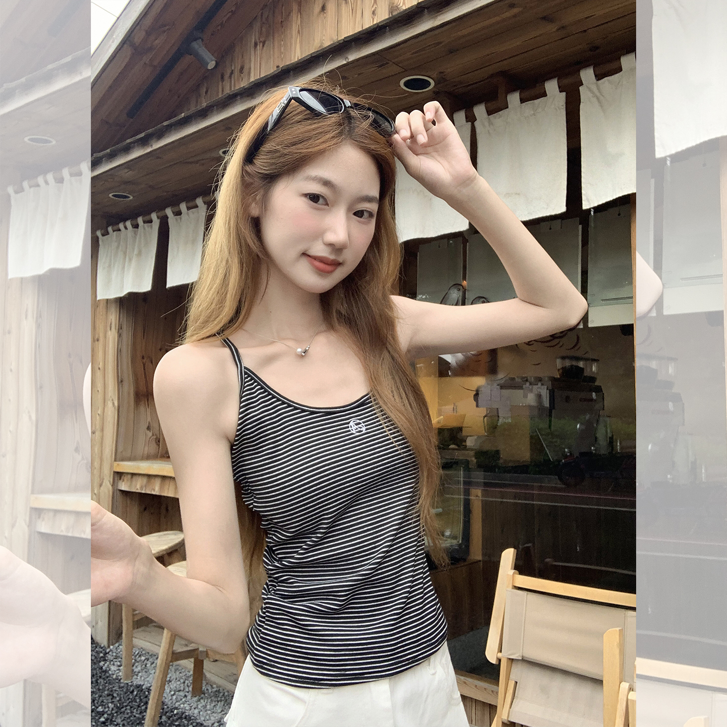 实拍实价韩系简约细条纹背心吊带女外穿修身显瘦休闲辣妹上衣