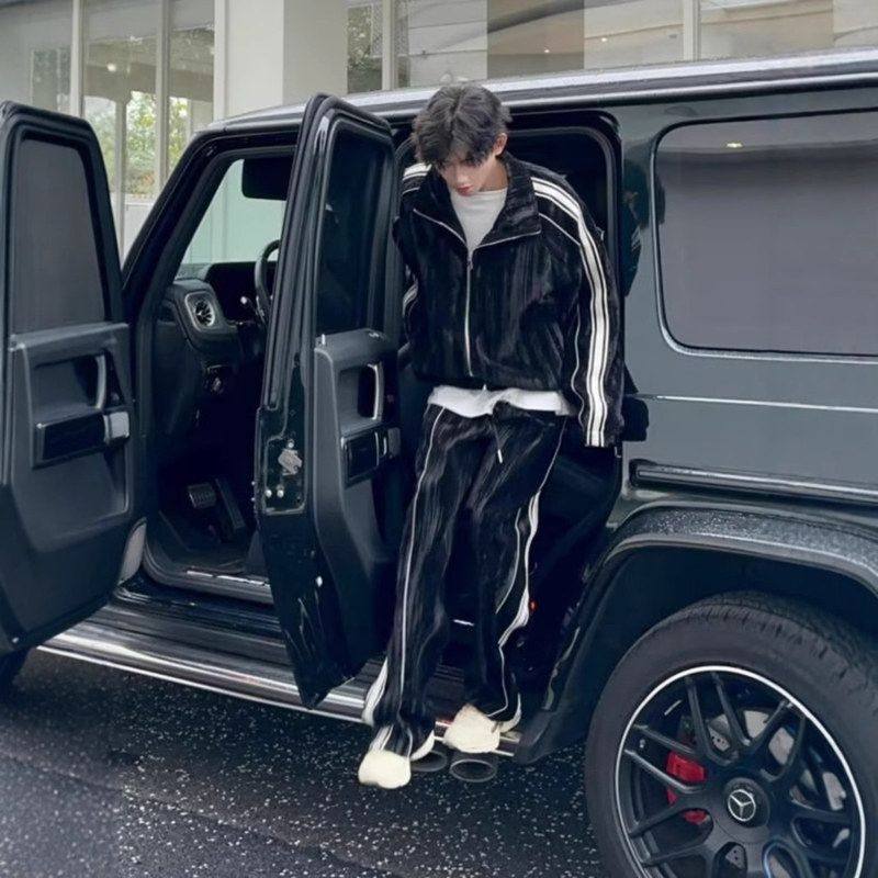 运动套装男复古美式重磅春秋季卫衣开衫外套条纹卫裤潮牌一套搭配,男装,其他套装,淘宝优惠券,粉丝福利购,淘宝优惠卷