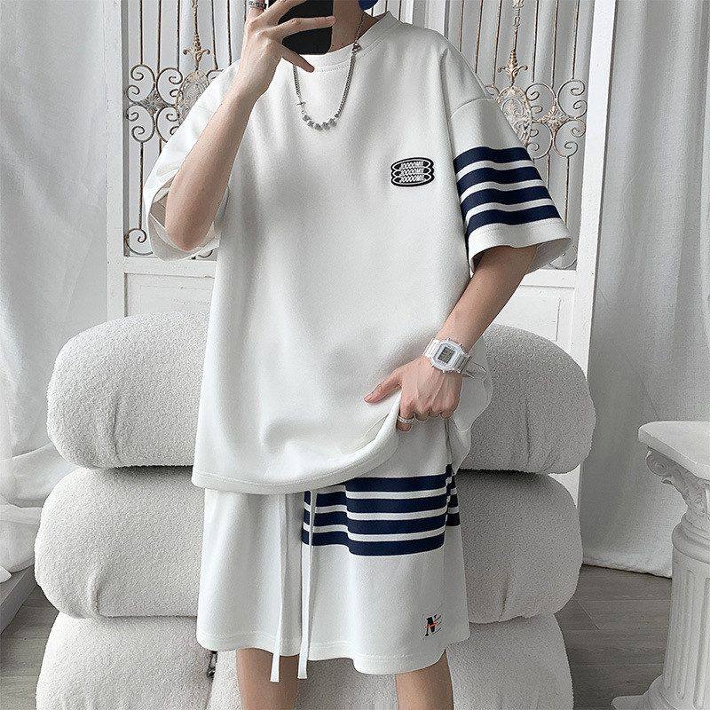 短袖t恤男士夏季新款青少年运动两件套套装宽松潮流休闲五分短裤,男装,其他套装,淘宝优惠券,粉丝福利购,淘宝优惠卷