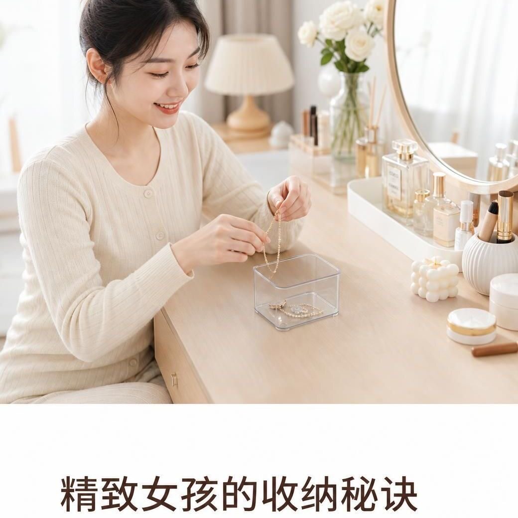 平价迷你透明收纳盒桌面化妆品分桌面收纳盒