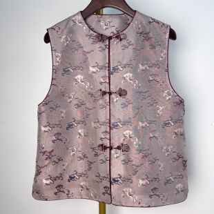 吴罗异色罗龙纹新中式国风马甲对襟圆领款真丝里衬日常百搭