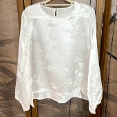 手工缝制 国风日常百搭简约款 真丝圆领套头衫 上衣新中式