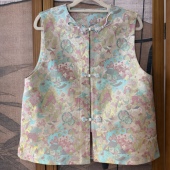 李德喜宋锦桃花源记圆领对襟款 国风日常百搭手工盘扣带钢印 新中式