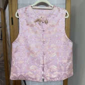 上久楷宋锦凤凰于飞马甲粉色系圆领对襟款 国风日常百搭钢印 新中式