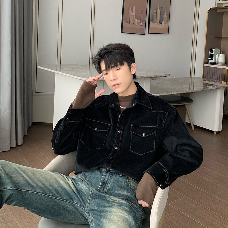 Hualun长袖加厚衬衫男外套