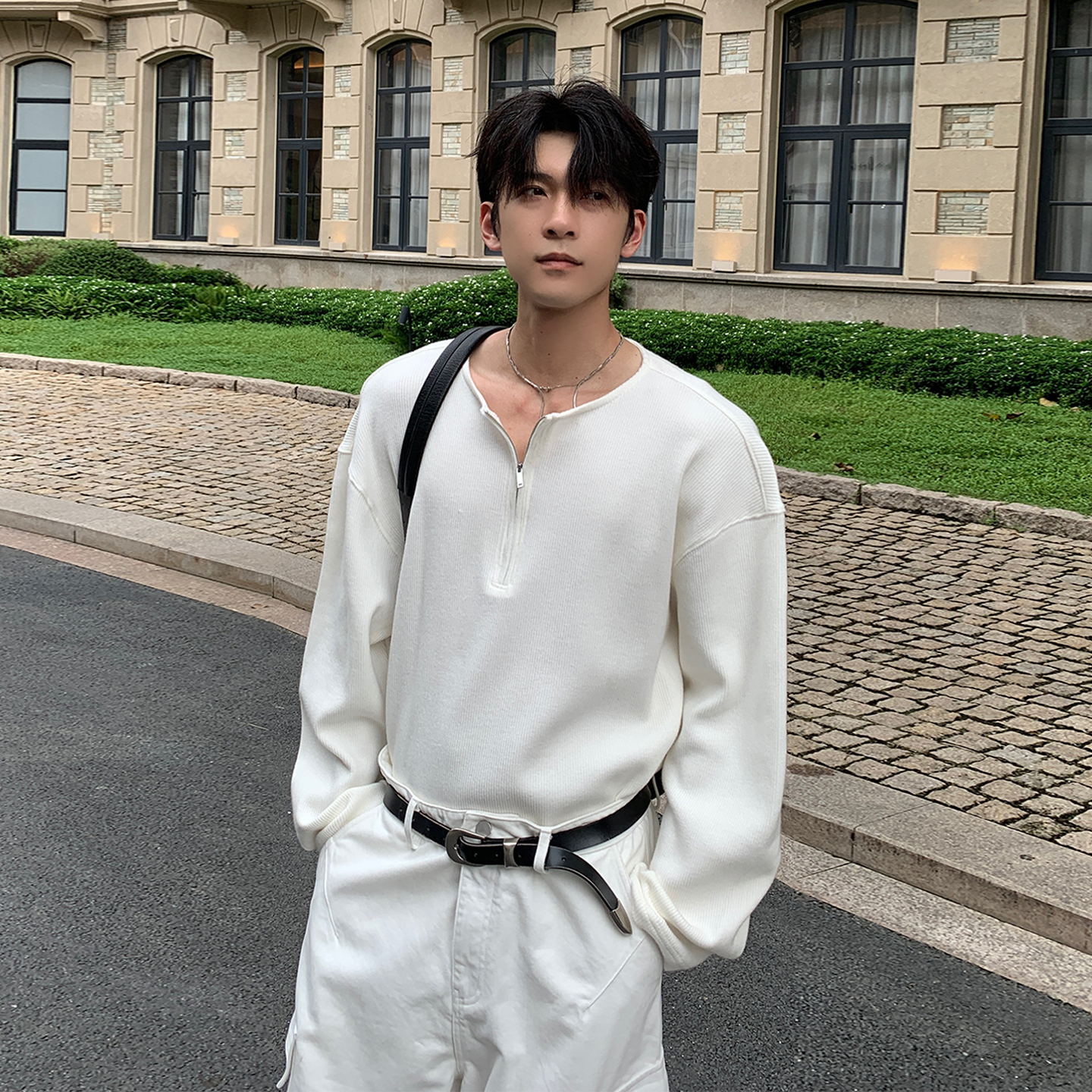 Hualun秋冬半拉链毛衣