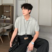 男生透气针织上衣宽松百搭翻领短袖 高级polo衫 T恤 男款 Hualun夏季