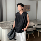 T恤cleanfit坎肩上衣 潮流痞帅V领无袖 Hualun夏季 免烫速干背心男款