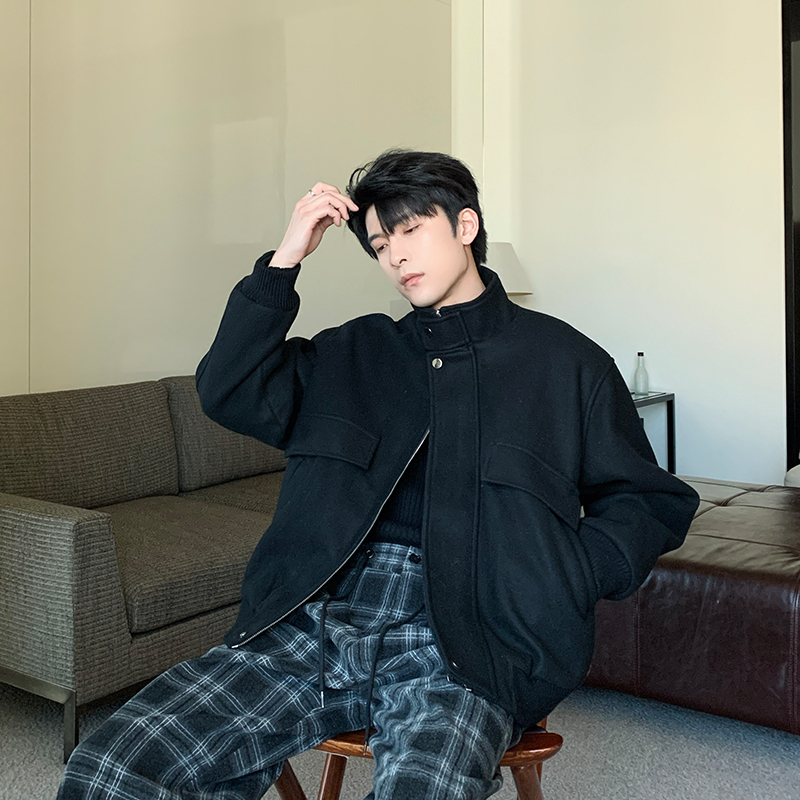 Hualun夹棉冬季毛呢外套棉衣