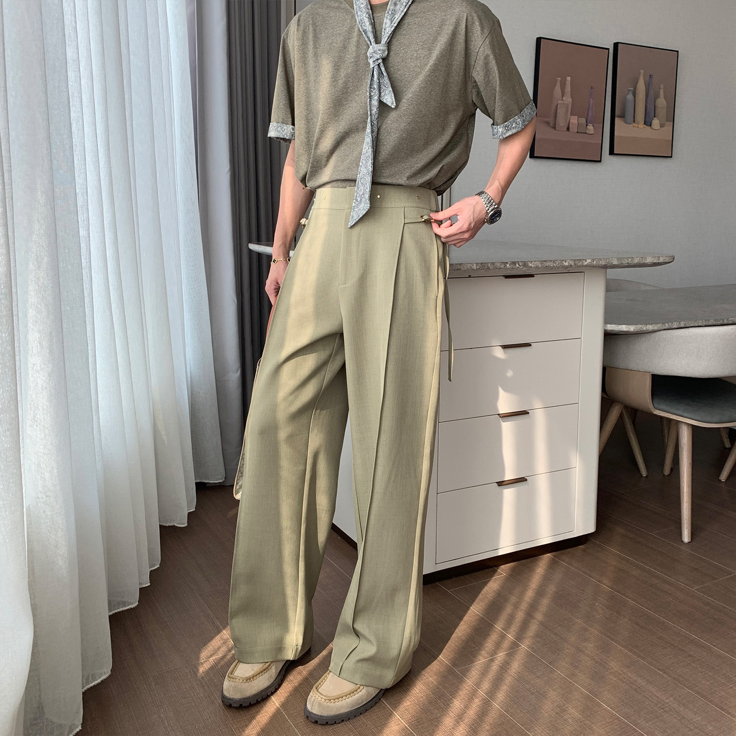 Hualun男裤2026新款休闲裤男宽松阔腿裤立体西装裤韩系百搭直筒裤