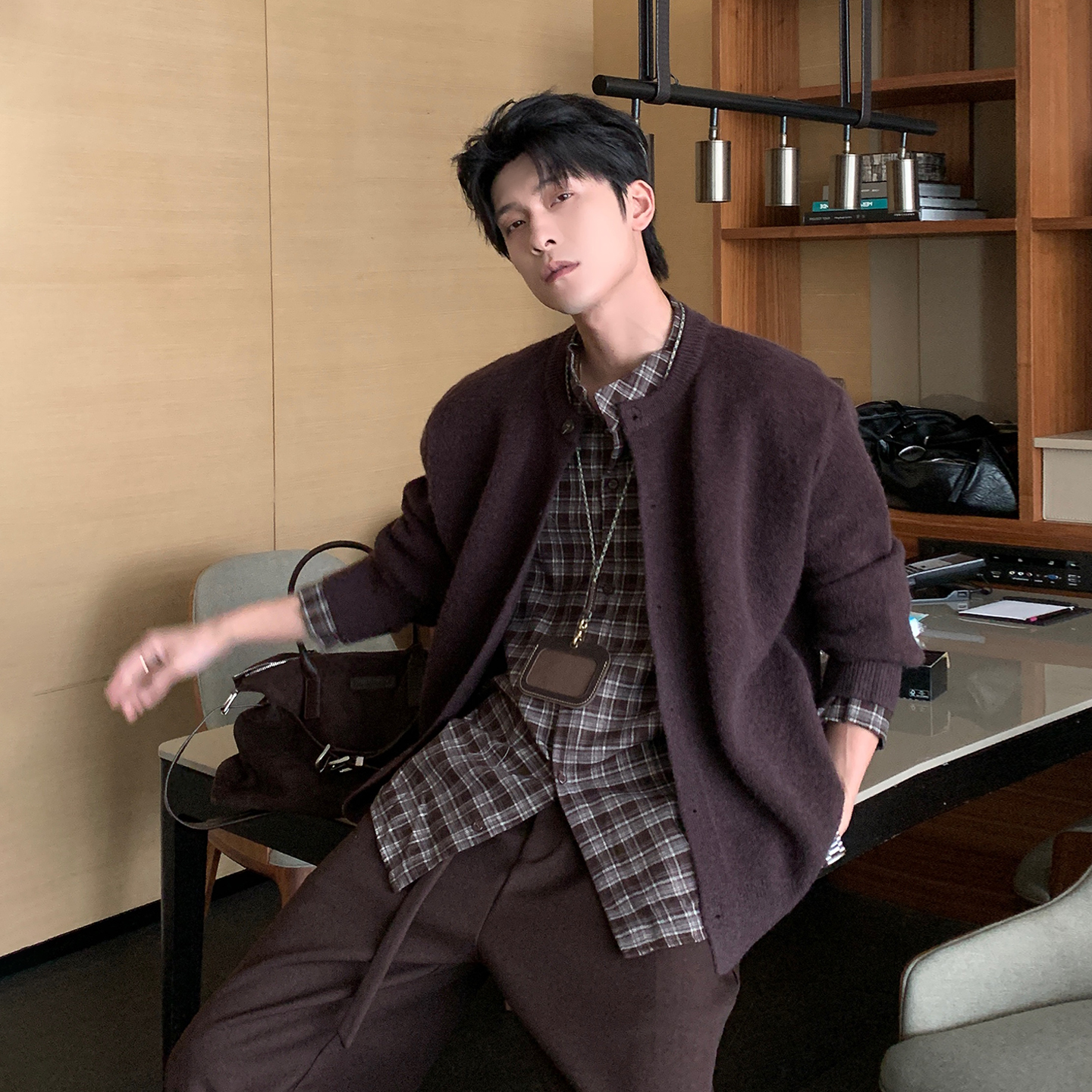 Hualun秋冬款毛衣假两件针织衫