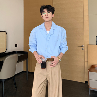 2025新款 男长袖 上衣潮牌纯棉白色休闲衬衣 轻熟风衬衫 Hualun春秋季