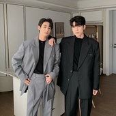 Hualun秋冬轻熟风休闲西服套装 男高级潮流宽松大学生西装 搭配一套