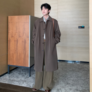 2025新款 过膝风衣双排扣大衣男款 宽松潮流廓形外套 长款 Hualun男士