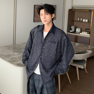 翻领加厚上衣休闲衬衣 长袖 Hualun正反双面穿衬衫 男生夹克外套男款