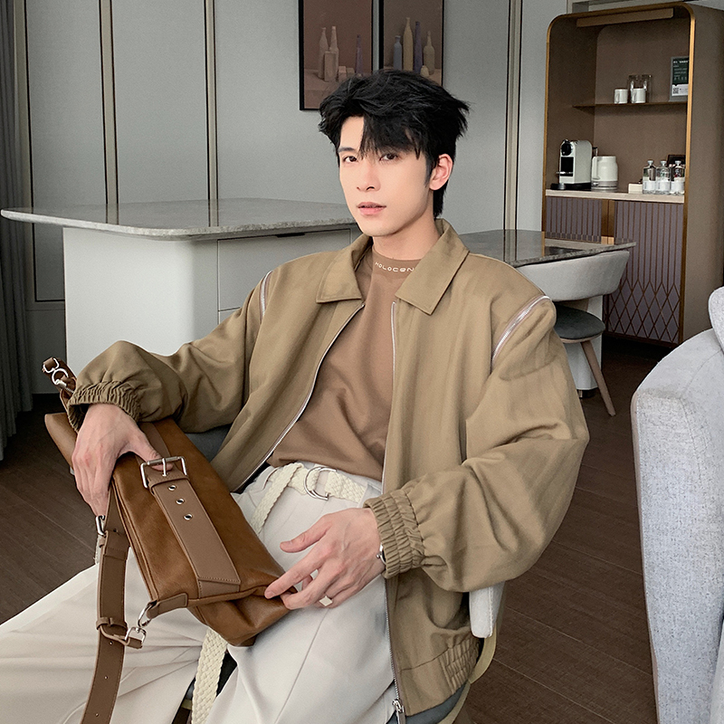 Hualun翻领春秋痞帅夹克外套男