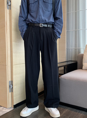 Hualun春夏黑色休闲裤西裤男直筒宽松超火cec裤子港风ins潮流百搭