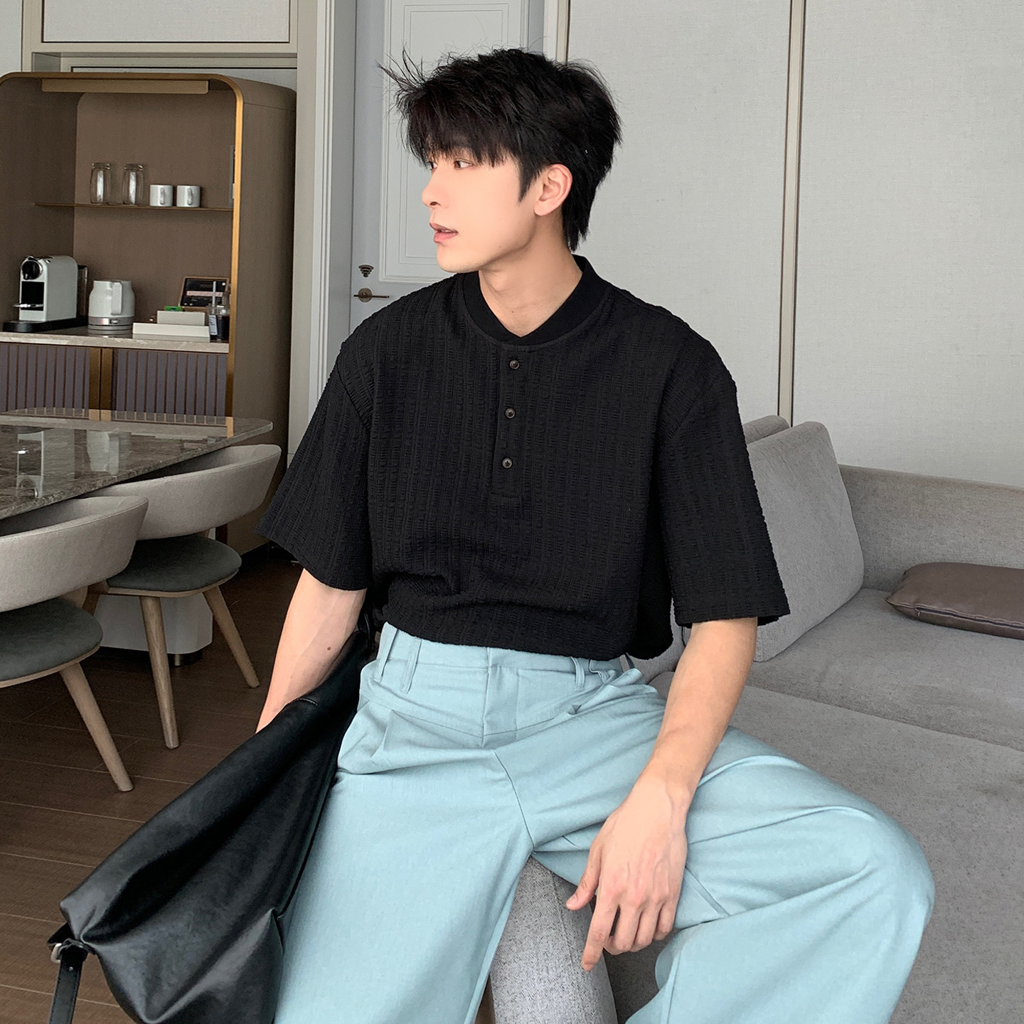 Hualun夏日半开衫短袖T恤