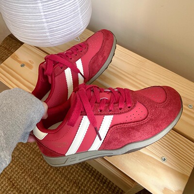 大红色德训鞋女款2025新款春秋韩系板鞋子女鞋百搭学生休闲鞋