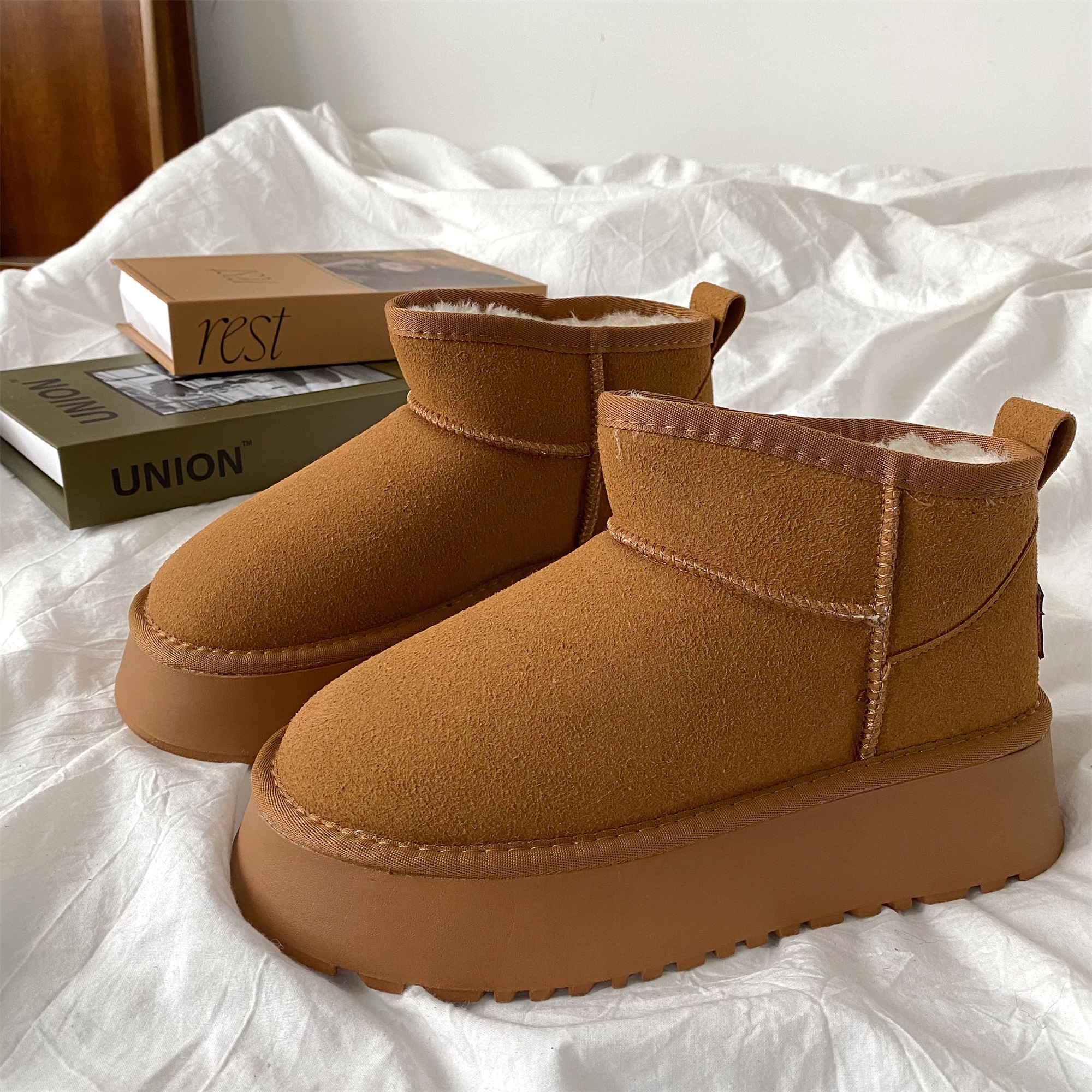 加绒加厚冬鞋棉鞋厚底雪地靴