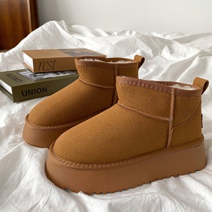 厚底雪地靴女款冬季2024年新款保暖鞋冬天鞋子加绒女棉鞋ins潮